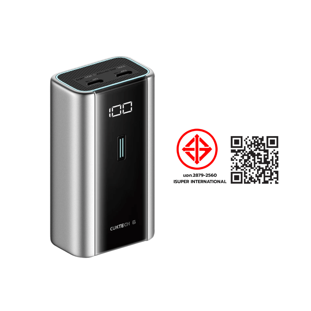 แบตเตอรี่สำรอง CUKTECH PB060 สีเทาไทเทเนียม 6,000 MAH จ่ายไฟรวมสูงสุด 55W